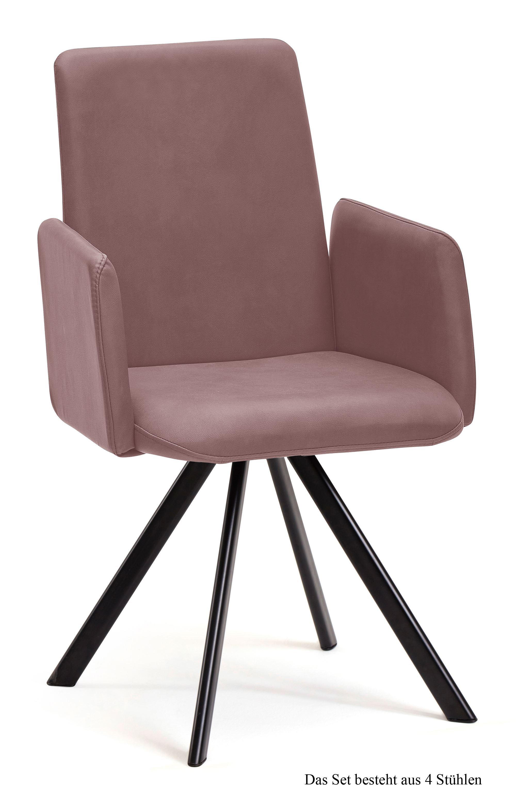 ARMLEHNSTUHL (4er-Set) Daune 52x92x60 Schwarz/Rosewood - Dunkelrosa/Schwarz, Kunststoff (60/92/52cm) - 58aufmkessel