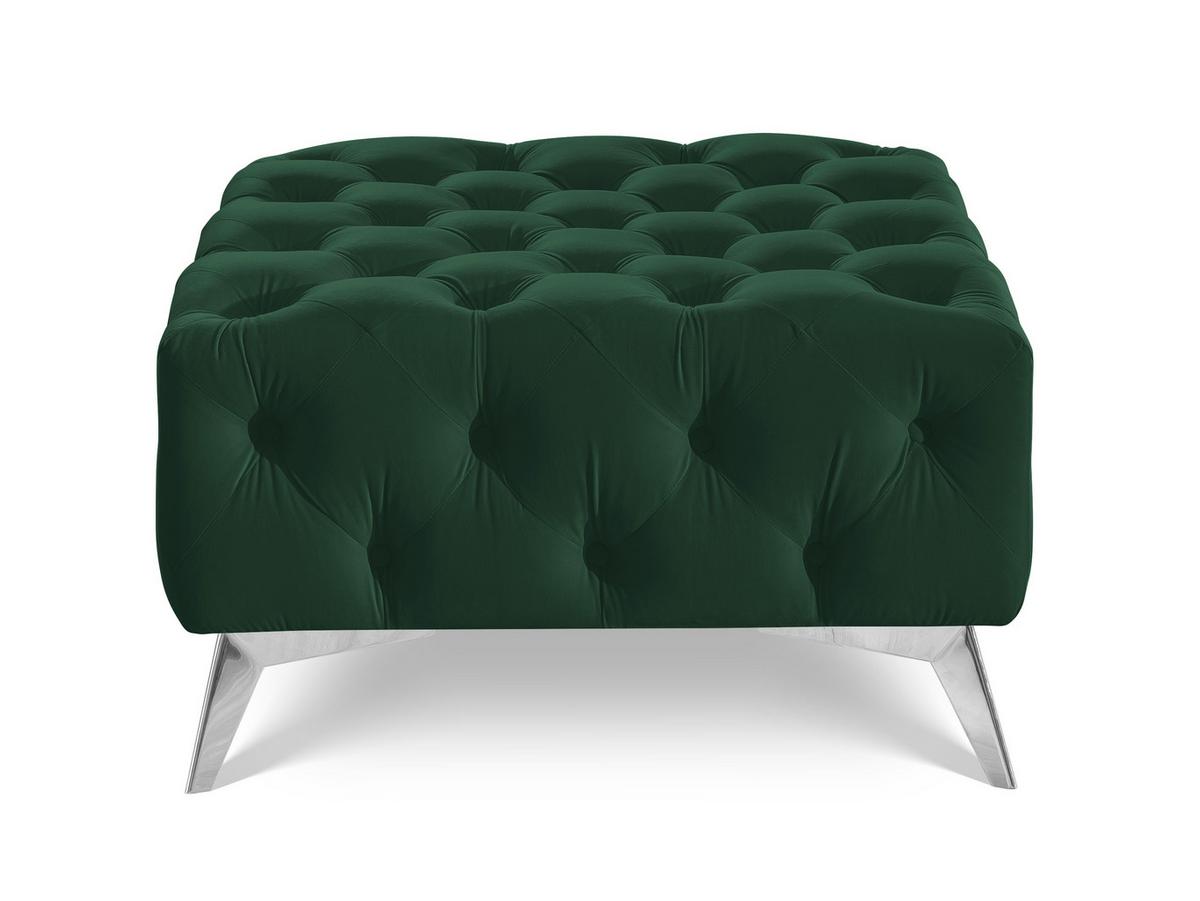 HOCKER Chesterfield Whitby Flaschengrün Samt mit silbernen Füßen - Dunkelgrün/Silberfarben, Holz/Textil (80/45/80cm) - S-Style Möbel