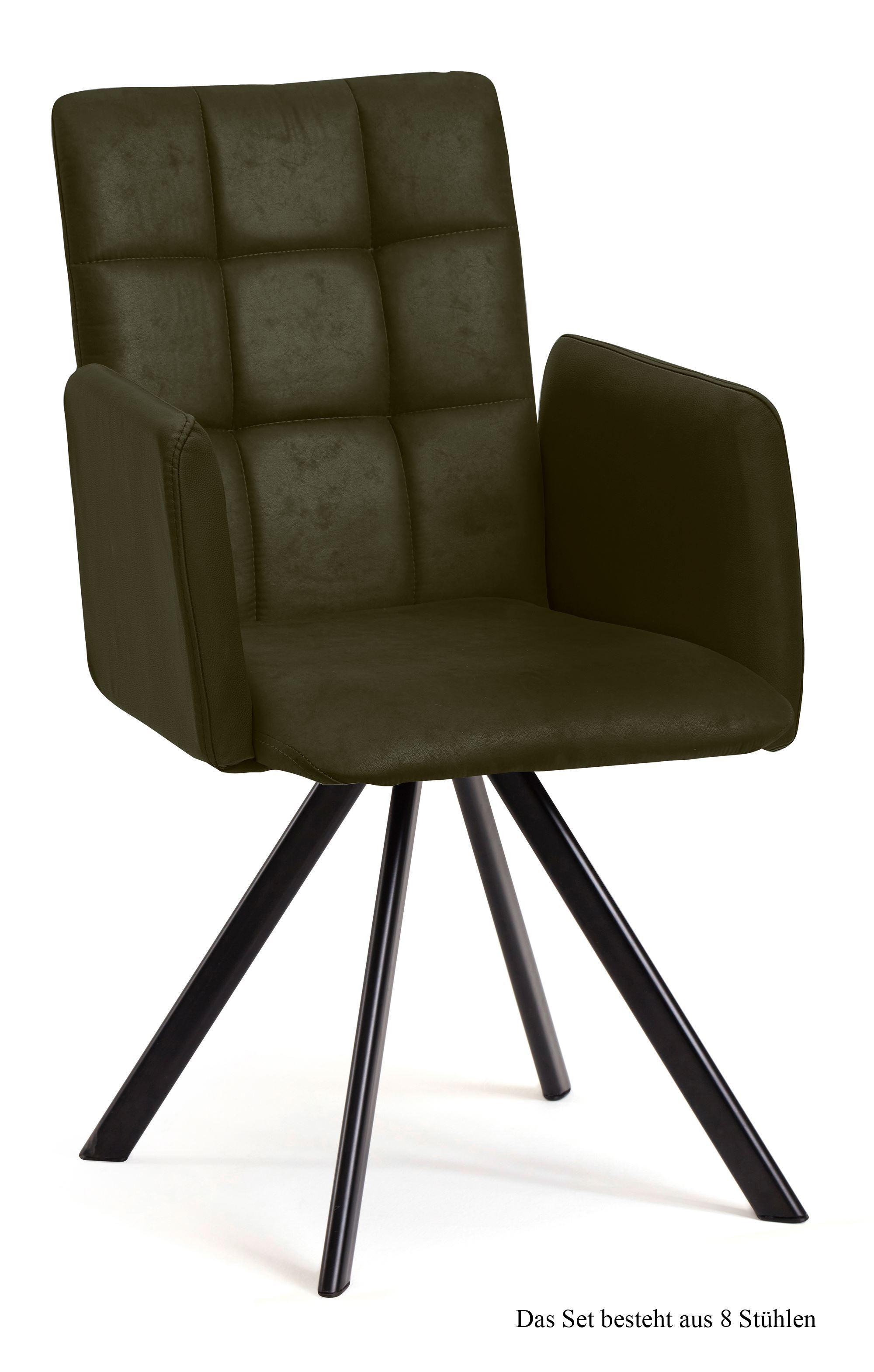 ARMLEHNSTUHL (8er-Set) Dayle 52x91x60 Schwarz/Khaki - Dunkelgrün/Schwarz, Kunststoff (60/91/52cm) - 58aufmkessel