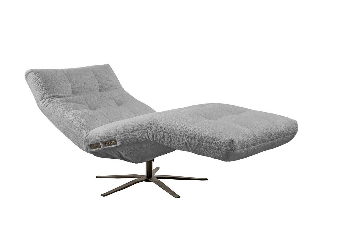 RELAXLIEGE LETICIA Grau Flachgewebe Relaxfunktion, Drehbar (360°) - Schwarz/Grau, Textil/Metall (82/115/156cm) - KAWOLA