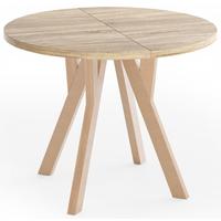 ESSTISCH Avero rund, ausziehbar, Massivholzbeine aus Buche, Eiche Sonoma Hellbraun 100-300/100/77 cm - Hellbraun/Sonoma Eiche, Holz/Holzwerkstoff (100/300/76.5cm) - WFL GROUP