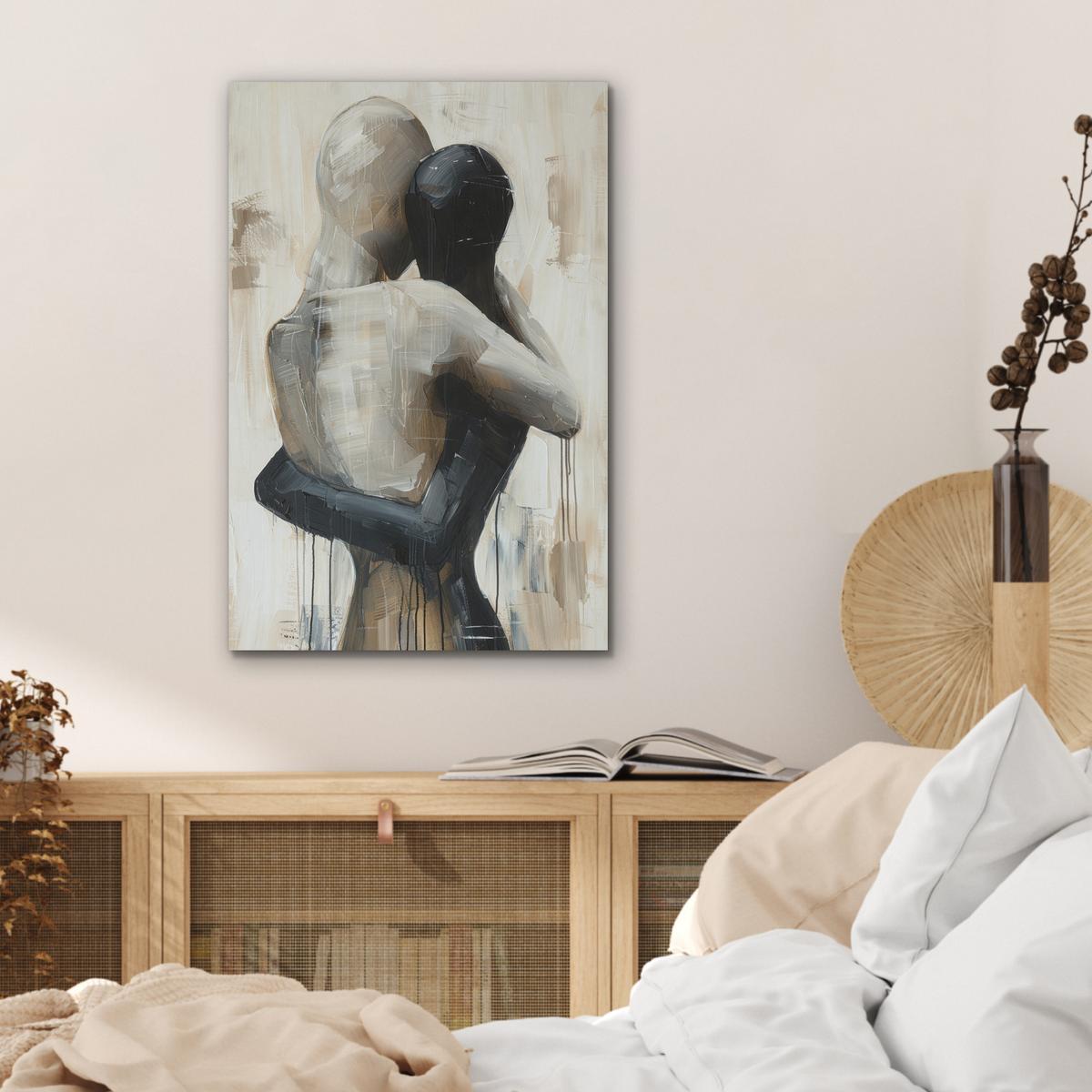 AKUSTIKBILD Abstrakt - Liebe - Schwarz und weiß - Modern Kunstdruck Schlafzimmer 50x70 cm - Schwarz, Kunststoff (50/70/0.9cm) - MuchoWow