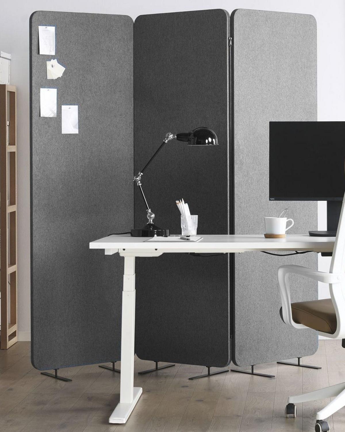BÜRO-RAUMTEILER 184/184 cm Grau Standi - Dunkelgrau/Grau, Textil (184/184/30cm) - Beliani