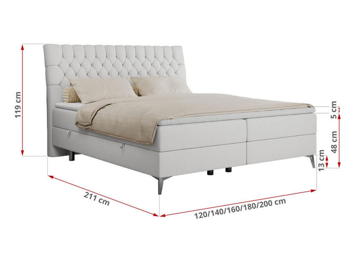 BOXBETT MILEN 200/200 Weiß Kunstleder - H3 - Weiß, Holz/Textil (200/200cm) - MKS
