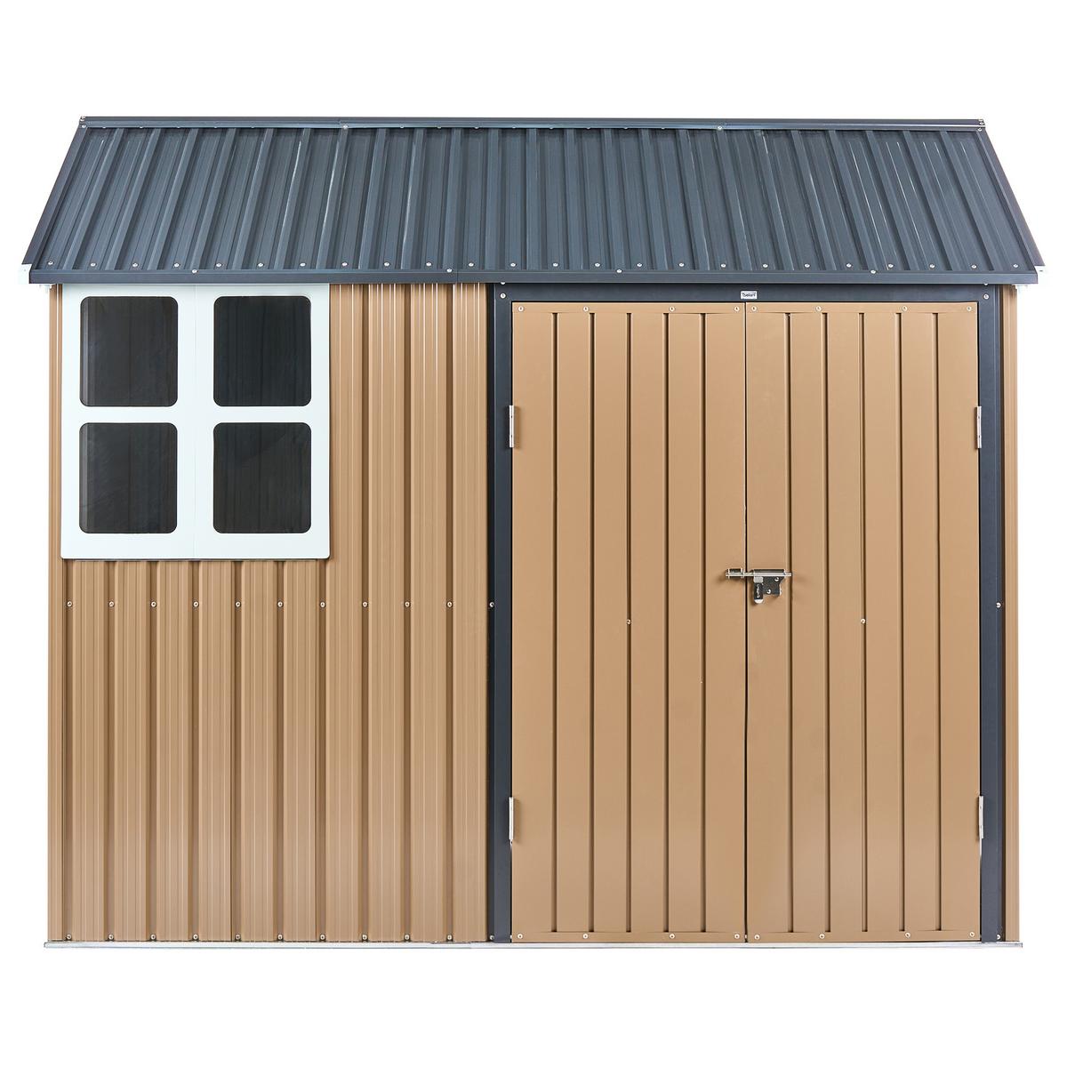 GERÄTEHAUS 248 cm 161 cm Braun Nocciano - Dunkelgrau/Braun, Metall (248/218/161cm) - Beliani