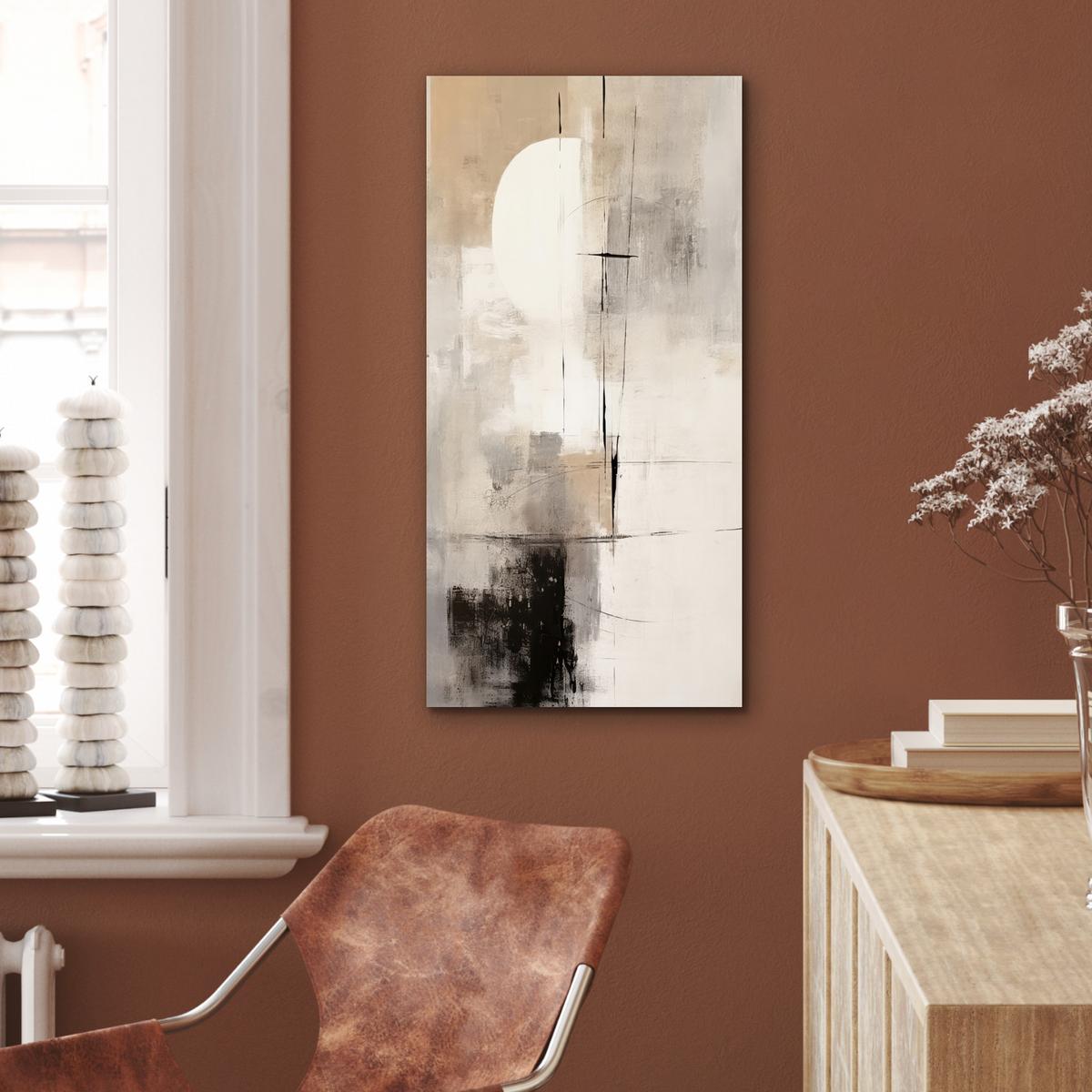 METALLBILD Abstrakt - Kunst - Grau 40x80 cm - Hellgrau, Metall (40/80cm) - MuchoWow
