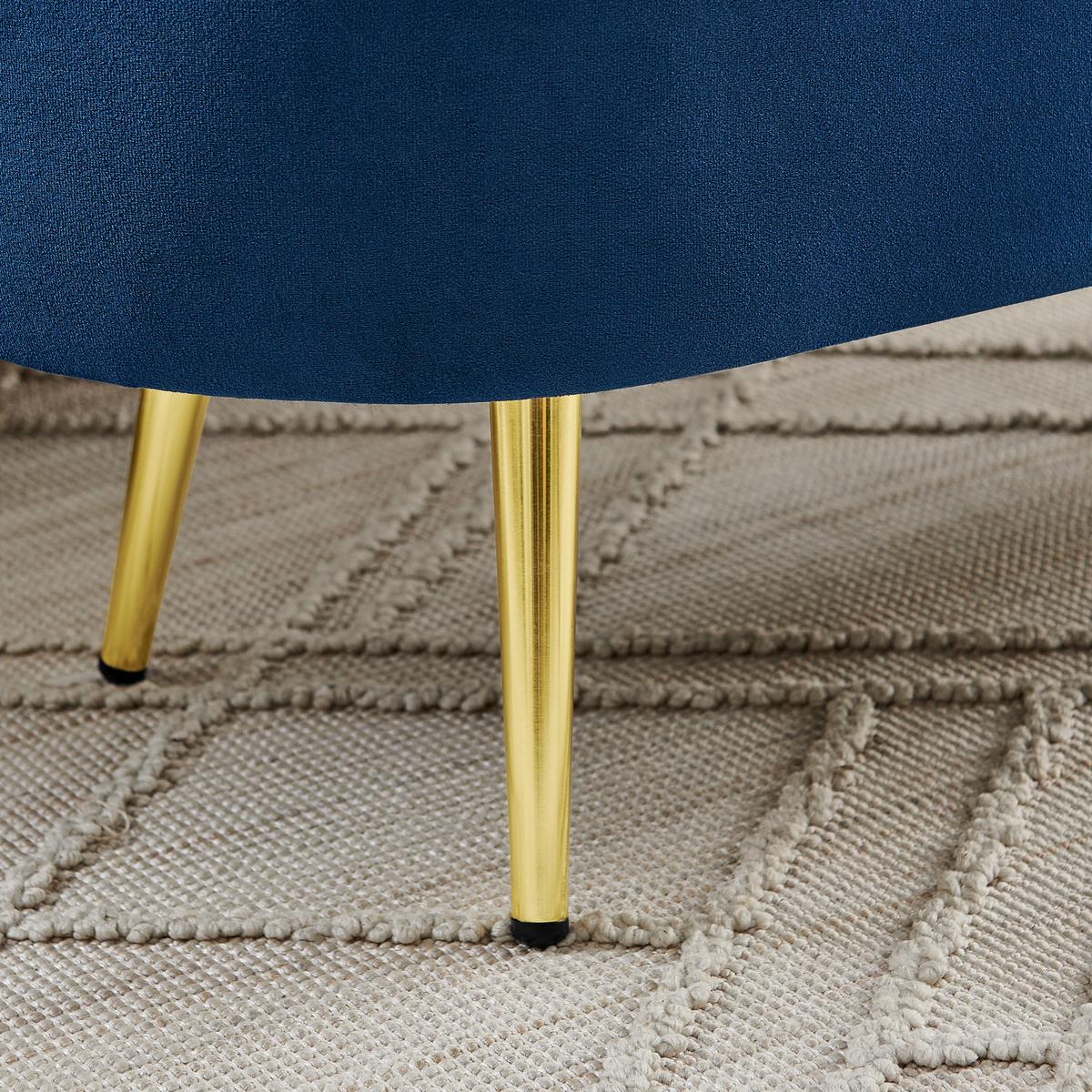 AUFBEWAHRUNGSTRUHE velvet & gold 110 cm - Dunkelblau, Textil (110/42/40cm) - Urban Meuble