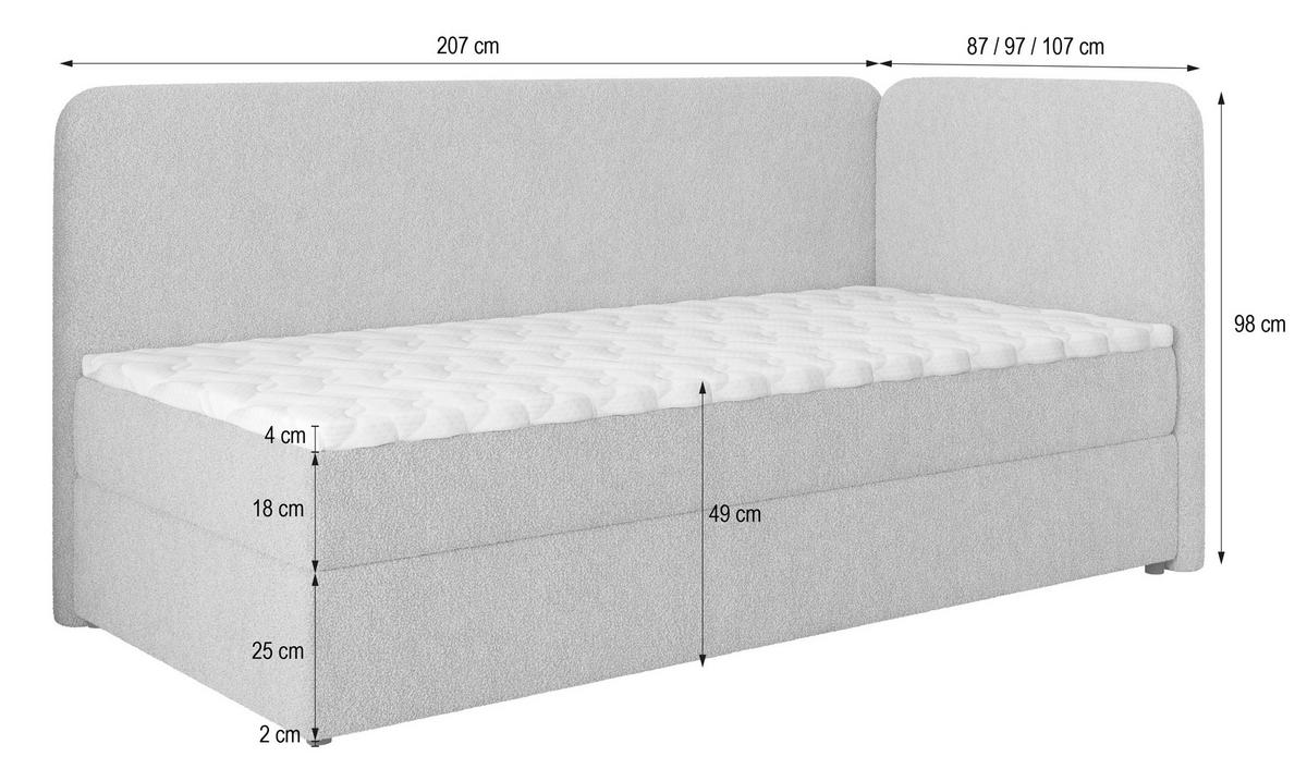BOXBETT GINA 100x200 cm mit Matratze und Topper, H2+H3 - Beige - Beige, Holz (100/200cm) - MASSENO