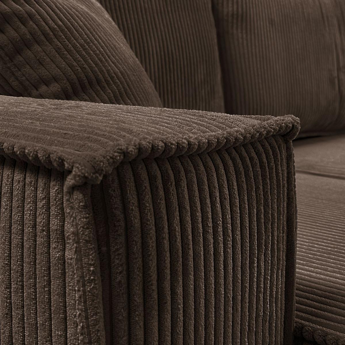 ECKSOFA Gepolstertes CARLO XL Cord mit Schlaffunktion und Bettkasten, Poso 06 - Braun, Textil (277/143cm) - Lookway