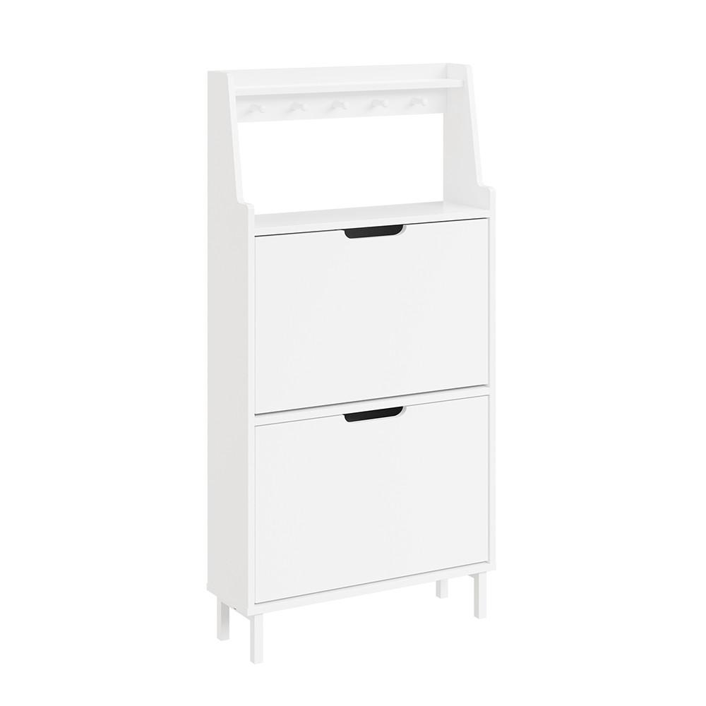 SCHUHSCHRANK mit 2 Türen Weiß 60x19x119cm Modern - Weiß, Holzwerkstoff (19/119/60cm) - SoBuy