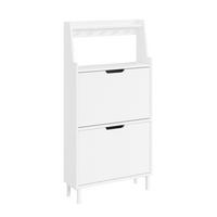 SCHUHSCHRANK mit 2 Türen Weiß 60x19x119cm Modern - Weiß, Holzwerkstoff (19/119/60cm) - SoBuy