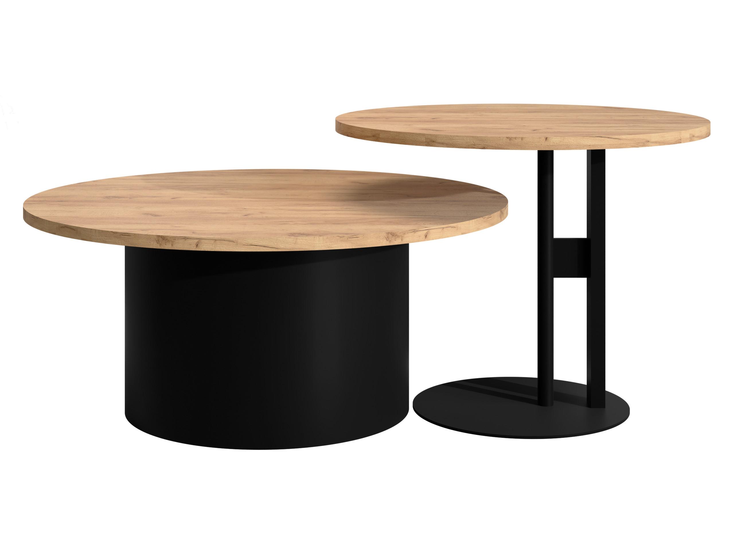 COUCHTISCH-SET Monar - Eichefarben/Schwarz, Holzwerkstoff/Metall (58/58/45cm) - MIRJAN24