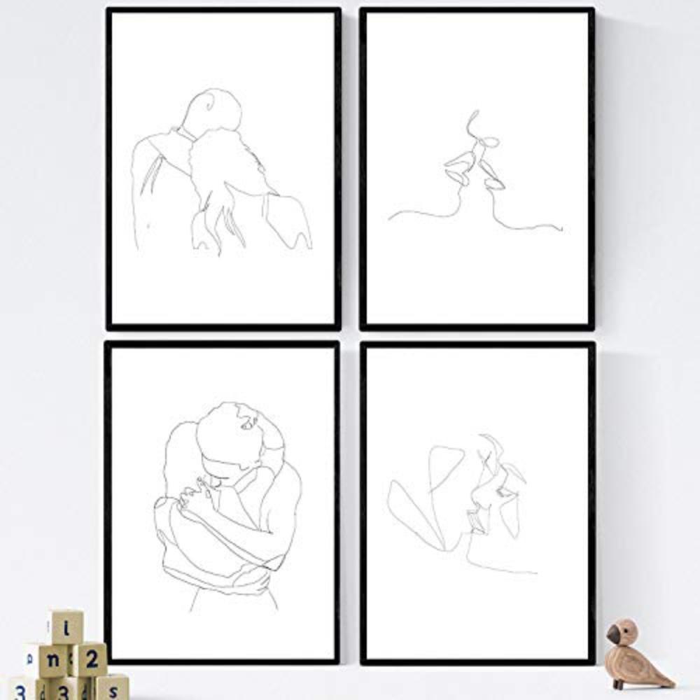 POSTER Set mit 4 Paare und Liebe A3 Rahmenlos - Klar, Papier (29.7/3cm) - Nacnic