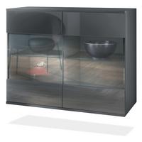 KOMMODE Bari Grau Hochglanz - Grau, Holzwerkstoff (92.5/73.5/35cm) - Vladon