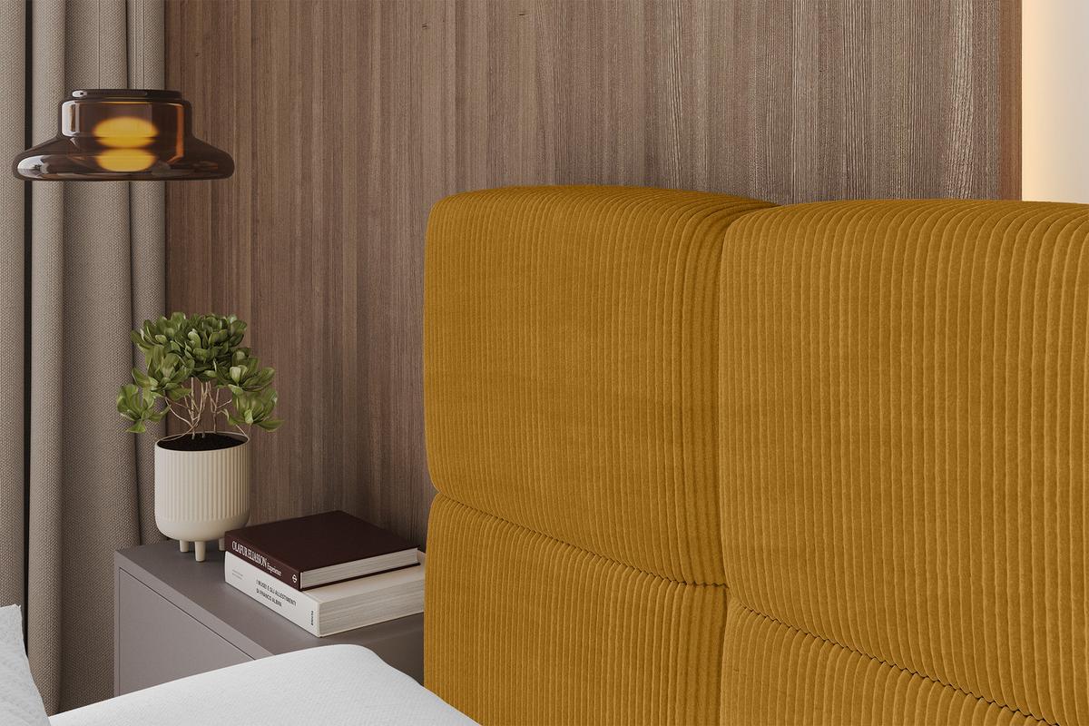 POLSTERBETT mit Bettkasten und Lattenrost, Bett mit Kopfteil, Boxbett ohne Matratze, Doppelbett mit Stauraum - NATA-Z 120x200 Senfgelb - Kupferfarben, Holzwerkstoff/Textil (120/200cm) - ALTDECOR