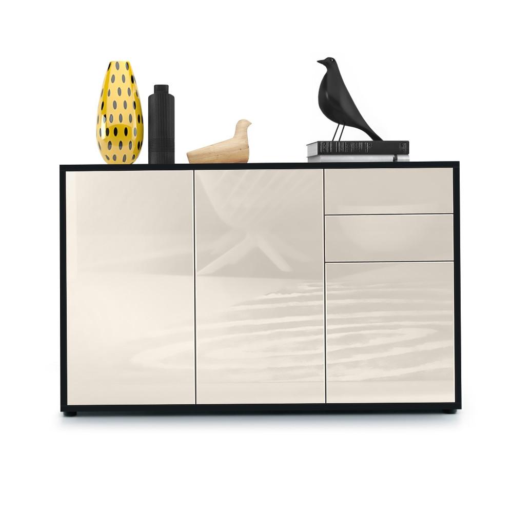 KOMMODE Ben Front in Creme Hochglanz - Creme, Holzwerkstoff (117/74/36cm) - Vladon