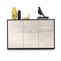 KOMMODE Ben Front in Creme Hochglanz - Creme, Holzwerkstoff (117/74/36cm) - Vladon