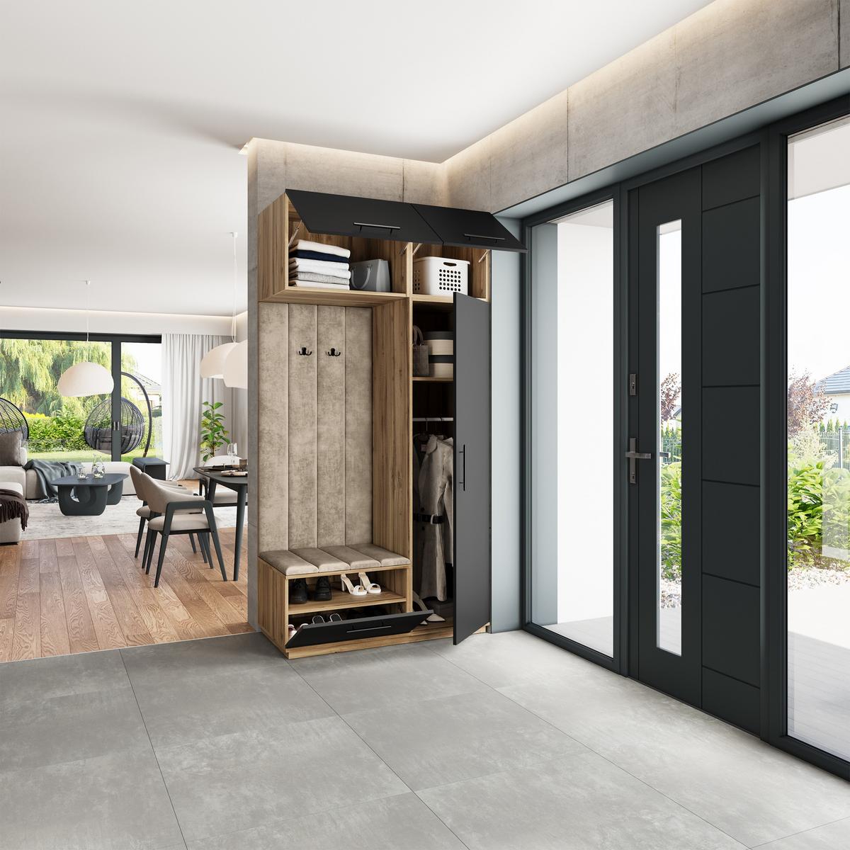 GARDEROBENSCHRANK REMA 120/240/60 cm Modern Eiche Wotan - Beige/Eiche Wotan, Holzwerkstoff (120/240/60cm) - MASSENO