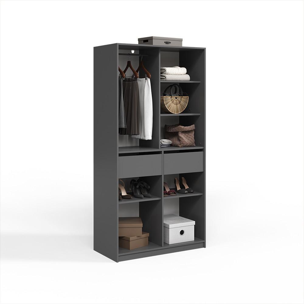 KLEIDERSCHRANK Trento Anthrazit mit 2 Schubladen - Anthrazit, Holzwerkstoff (100/200/50cm) - Livinity®
