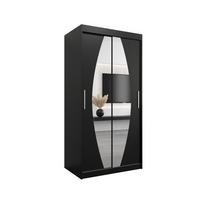 SCHWEBETÜRENSCHRANK 200/100/62 2-türig - Silberfarben/Schwarz, Holz/Kunststoff (100/200/62cm) - MÖBEL KRYSPOL