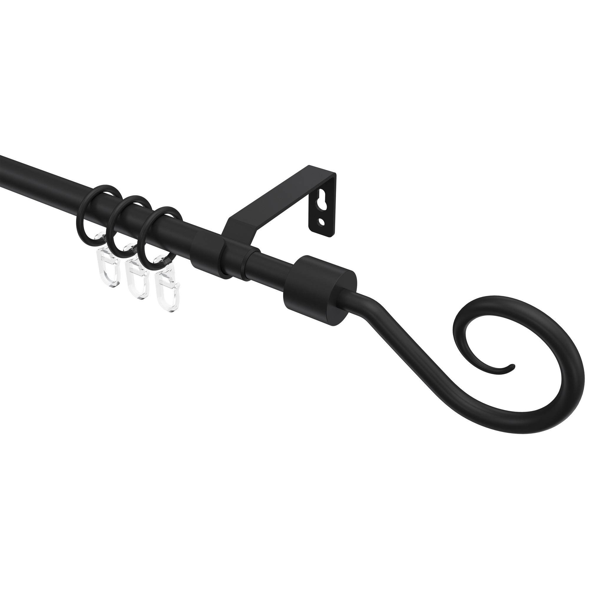 GARDINENSTANGE / TELESKOPSTANGE Hera Helix 130-240 cm, 1-läufig, 16/13 mm Ø Schwarz - Schwarz, Kunststoff/Metall (240cm) - INTERDECO