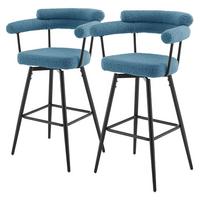 BARHOCKER 2er Set drehbar Blau mit Teddy-Stoff 76 cm hoch - Blau/Schwarz, Textil/Metall (61/103/55cm) - ML-DESIGN