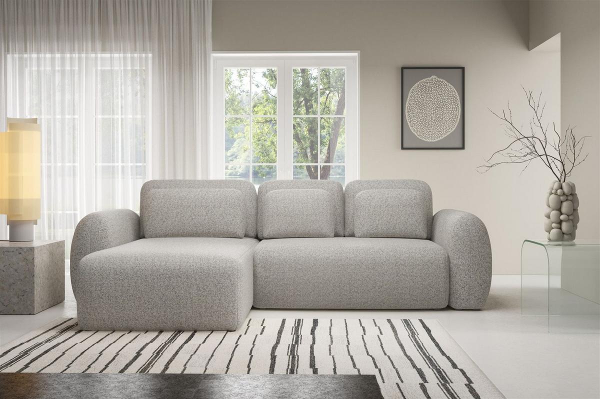 ECKSOFA Gaston Mit Schlaffunktion - Greige, Holzwerkstoff/Textil (304/190cm) - Fun Möbel