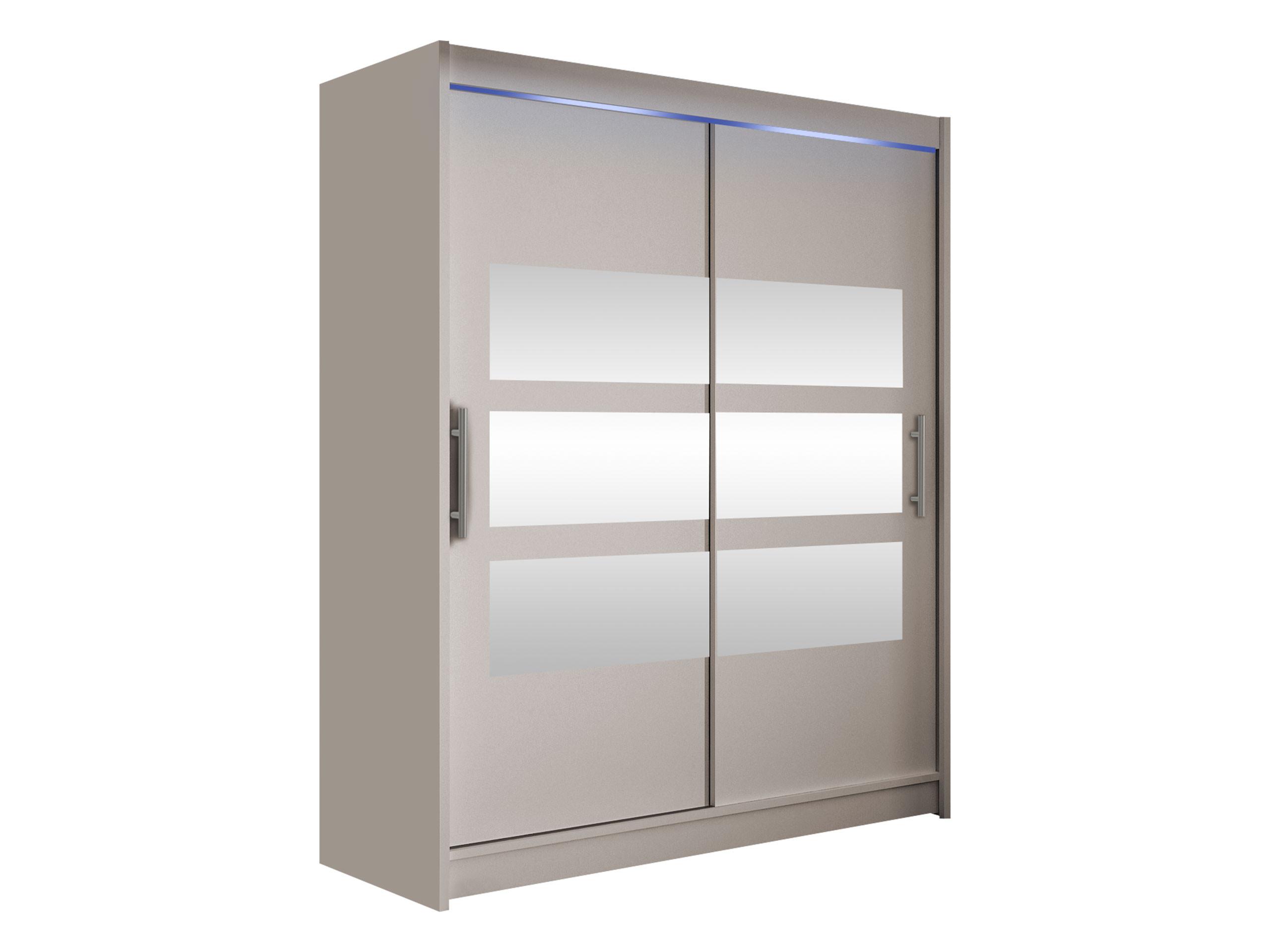 SCHWEBETÜRENSCHRANK Westa VII, mit RGB LED Beleuchtung - Kaschmir/Silberfarben, Holzwerkstoff/Metall (150/200/58cm) - MIRJAN24
