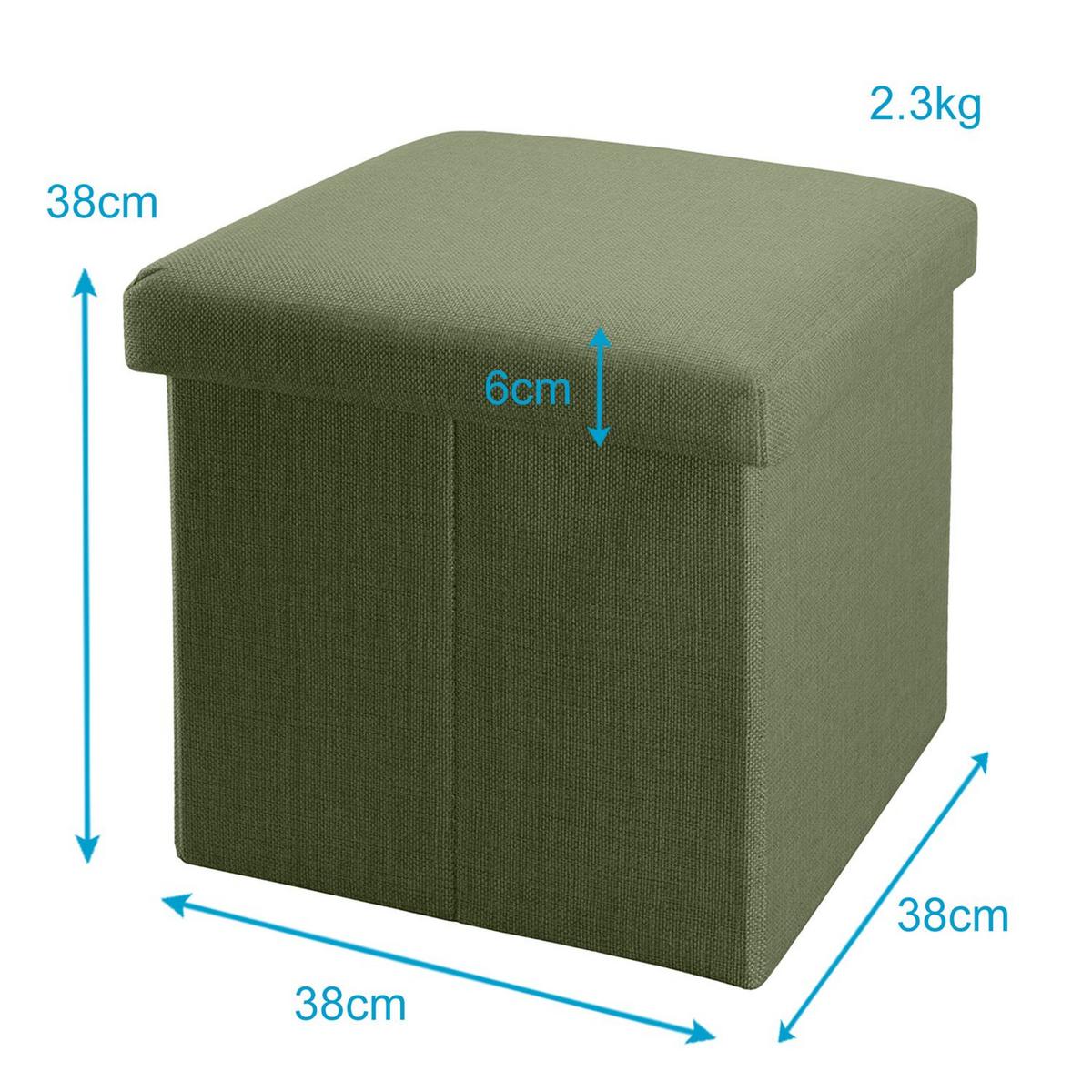 SITZHOCKER mit Stauraum 30/30/30 cm (Grün) - Hellgrün, Textil (38/38/38cm) - Intirilife