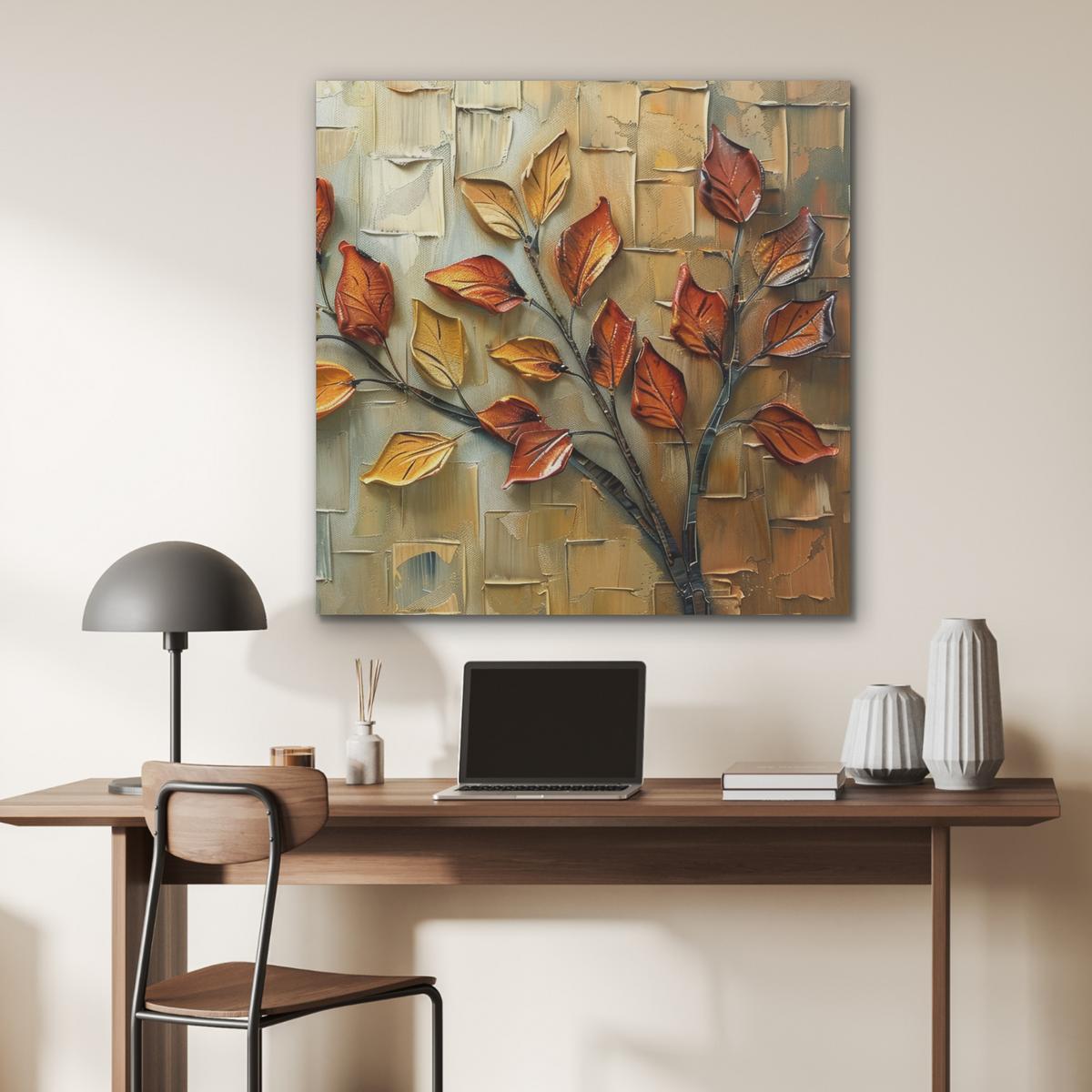 AKUSTIKBILD Baum - Abstrakt - Natur - Kunst Akustikpaneele 90x90 cm - Goldfarben, Kunststoff (90/90/0.9cm) - MuchoWow