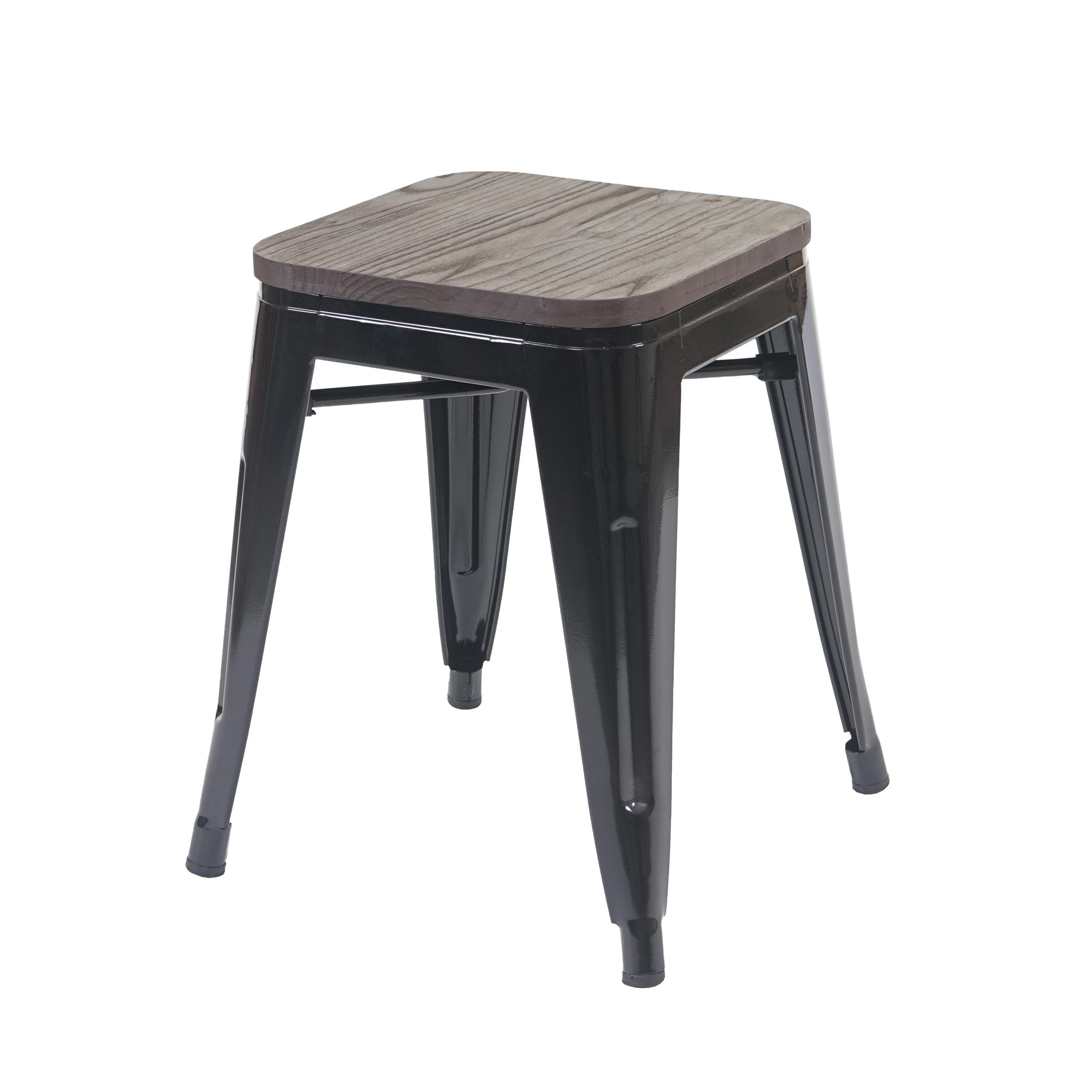 HOCKER INKL. HOLZ-SITZFLÄCHE Schwarz - Schwarz, Holz (39/45/39cm) - MCW
