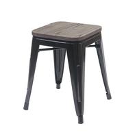 HOCKER INKL. HOLZ-SITZFLÄCHE Schwarz - Schwarz, Holz (39/45/39cm) - MCW