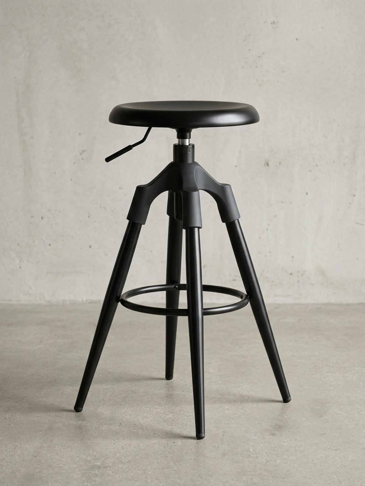 BARHOCKER Industrial Höhenverstellbar Drehbar Goldfarben TIBER, Schwarz 53x53x80 cm - Schwarz, Kunststoff/Metall (53/80/53cm) - KADIMA DESIGN