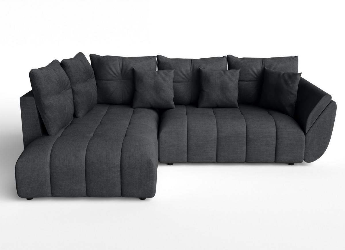 ECKSOFA L Form Corleone Dunkelgrau 268/192/96 cm mit Schlaffunktion - Dunkelgrau/Schwarz, Kunststoff/Textil (268/192cm) - AX Living