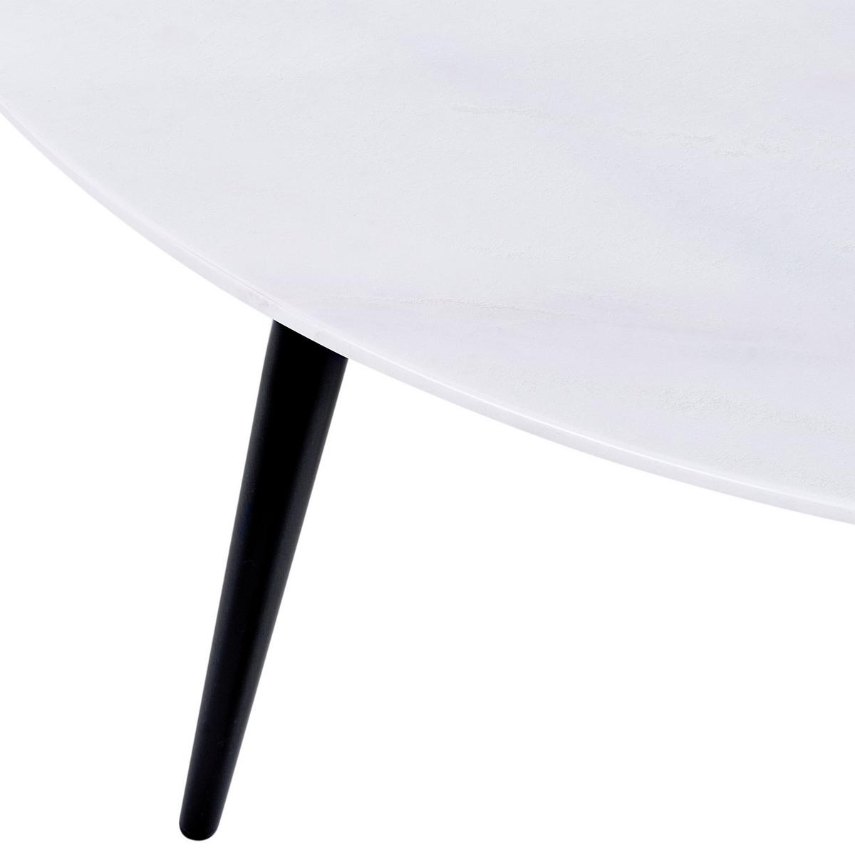 COUCHTISCH Marmor Optik weiß/schwarz 79 cm Effie - Schwarz/Weiß, Holzwerkstoff (79/61/40cm) - Beliani