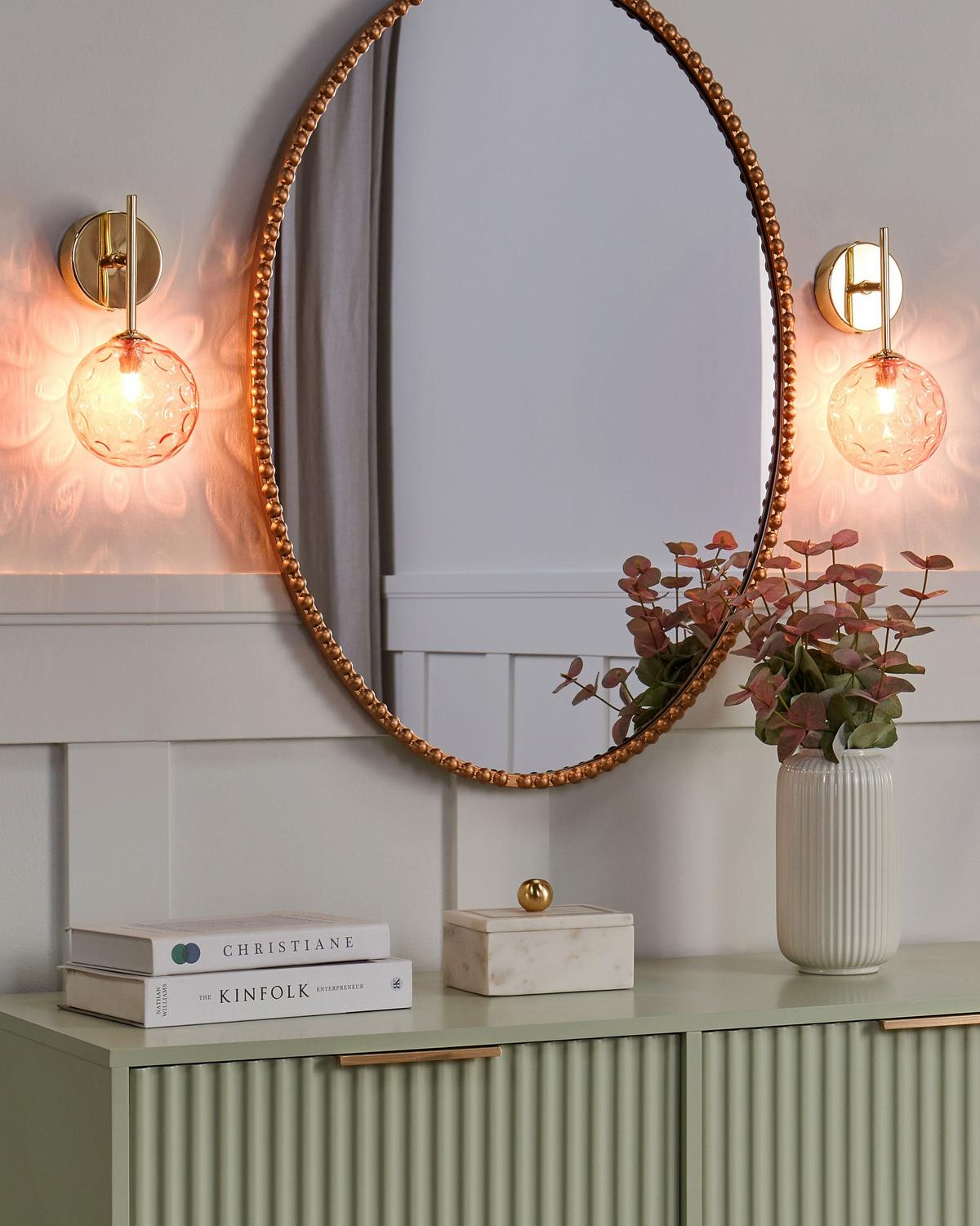 WANDLAMPE Gold Anadyr - Pink/Goldfarben, Glas (14/25/14cm) - Beliani