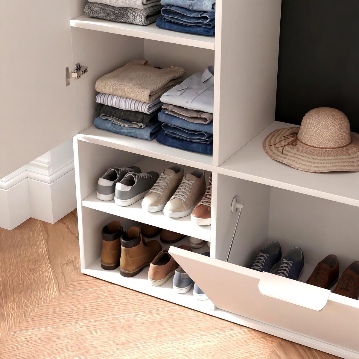 GARDEROBE mit Spiegel ELIOR - Weiß, Holz (100/189.4/33cm) - Idohome