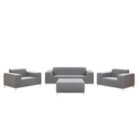 LOUNGE SET 5-Sitzer grau/weißes Gestell Rovigo - Schwarz/Grau, Textil - Beliani