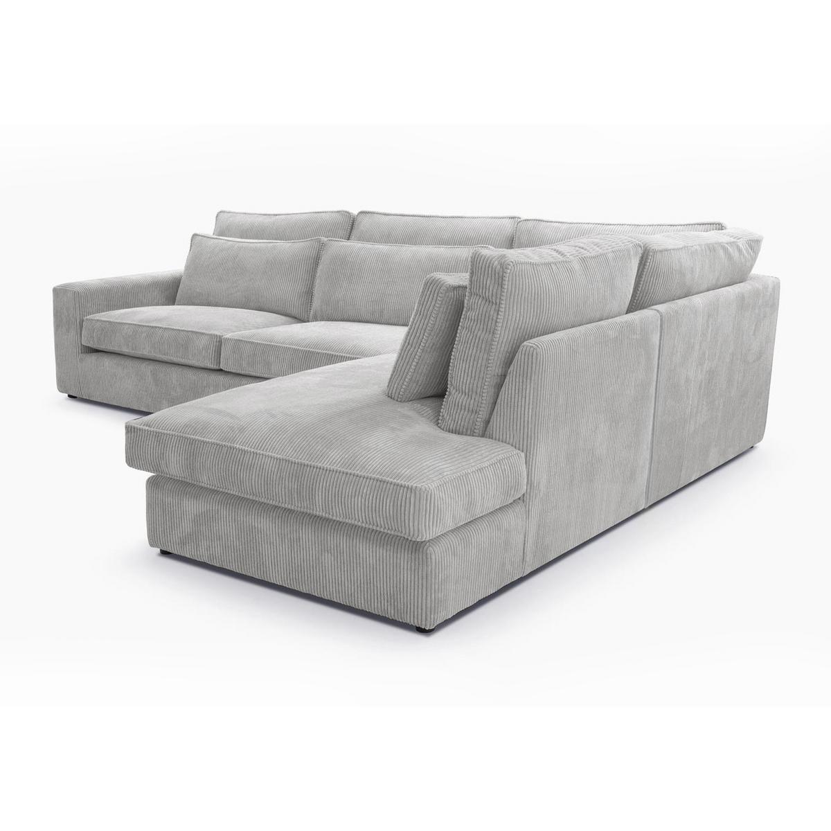 ECKSOFA Parma ohne Schlaffunktion, Cord-Stoff, Graubeige, Rechts - Hellgrau/Schwarz, Textil (314/224cm) - Beautysofa