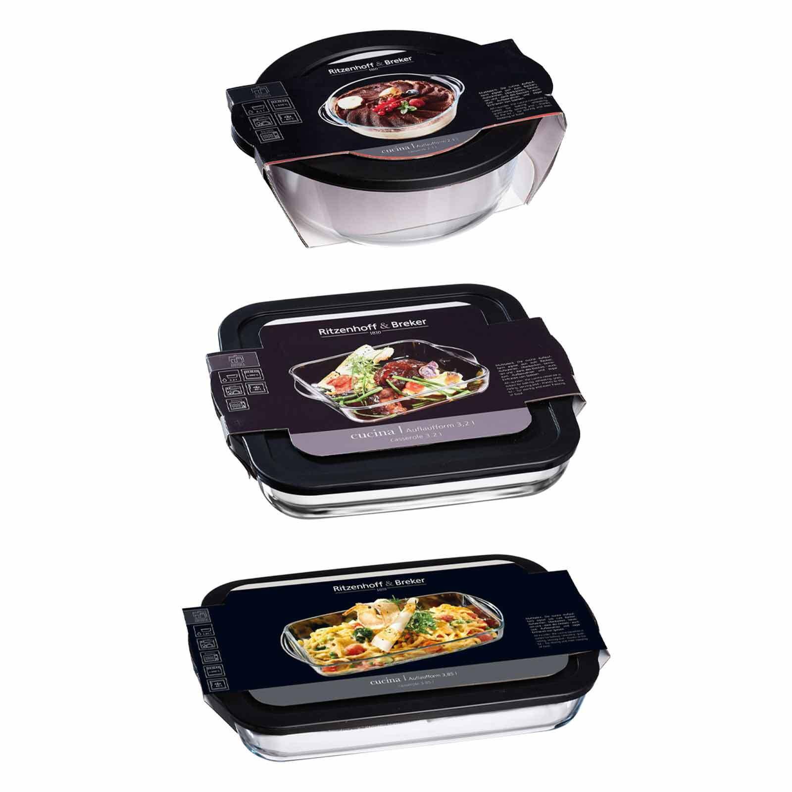 AUFLAUFFORMEN MIT FRISCHHALTEDECKEL Cucina transparent 3er Set - Transparent, Glas (2/2/2cm) - Ritzenhoff Breker