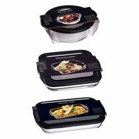 AUFLAUFFORMEN MIT FRISCHHALTEDECKEL Cucina transparent 3er Set - Transparent, Glas (2/2/2cm) - Ritzenhoff Breker