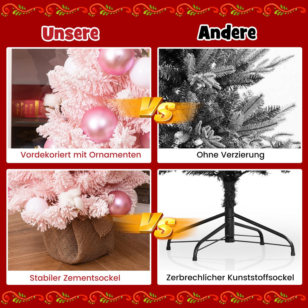 WEIHNACHTSBAUM Mini Pink - Pink, Kunststoff (90cm) - COSTWAY