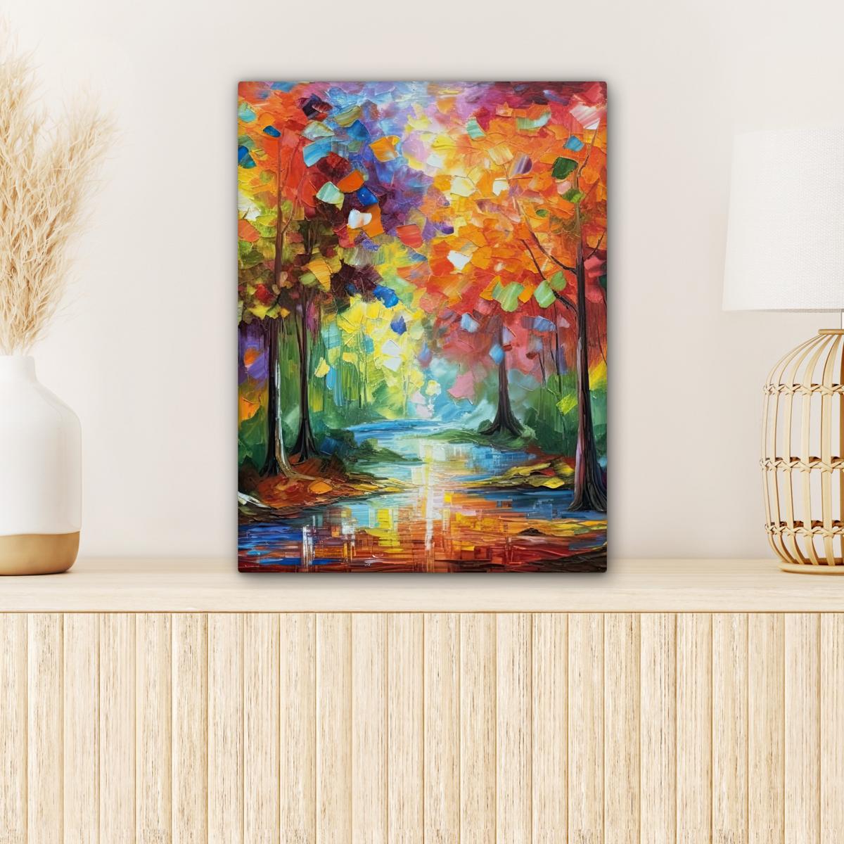 LEINWANDBILD Landschaft - Wald - Farben - Natur Room Decor 30x40 cm - Multicolor, Textil (30/40cm) - MuchoWow