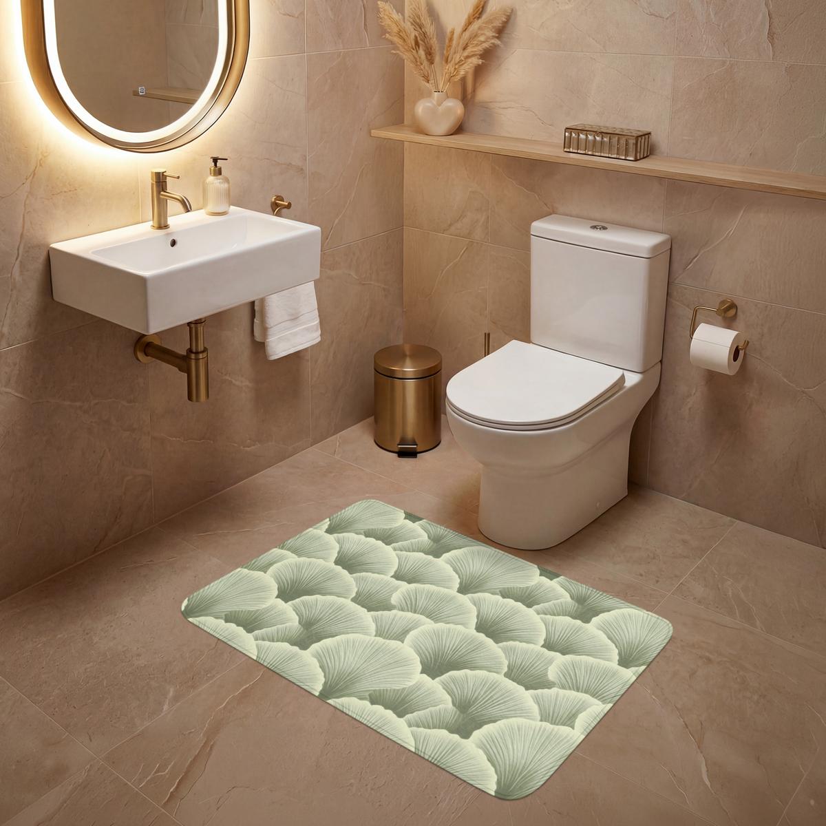 WC-VORLEGER Fächer - Blatt - Grün Toilettenteppich 90x60 cm - Pastellgrün, Textil (90/1cm) - OnlyWow