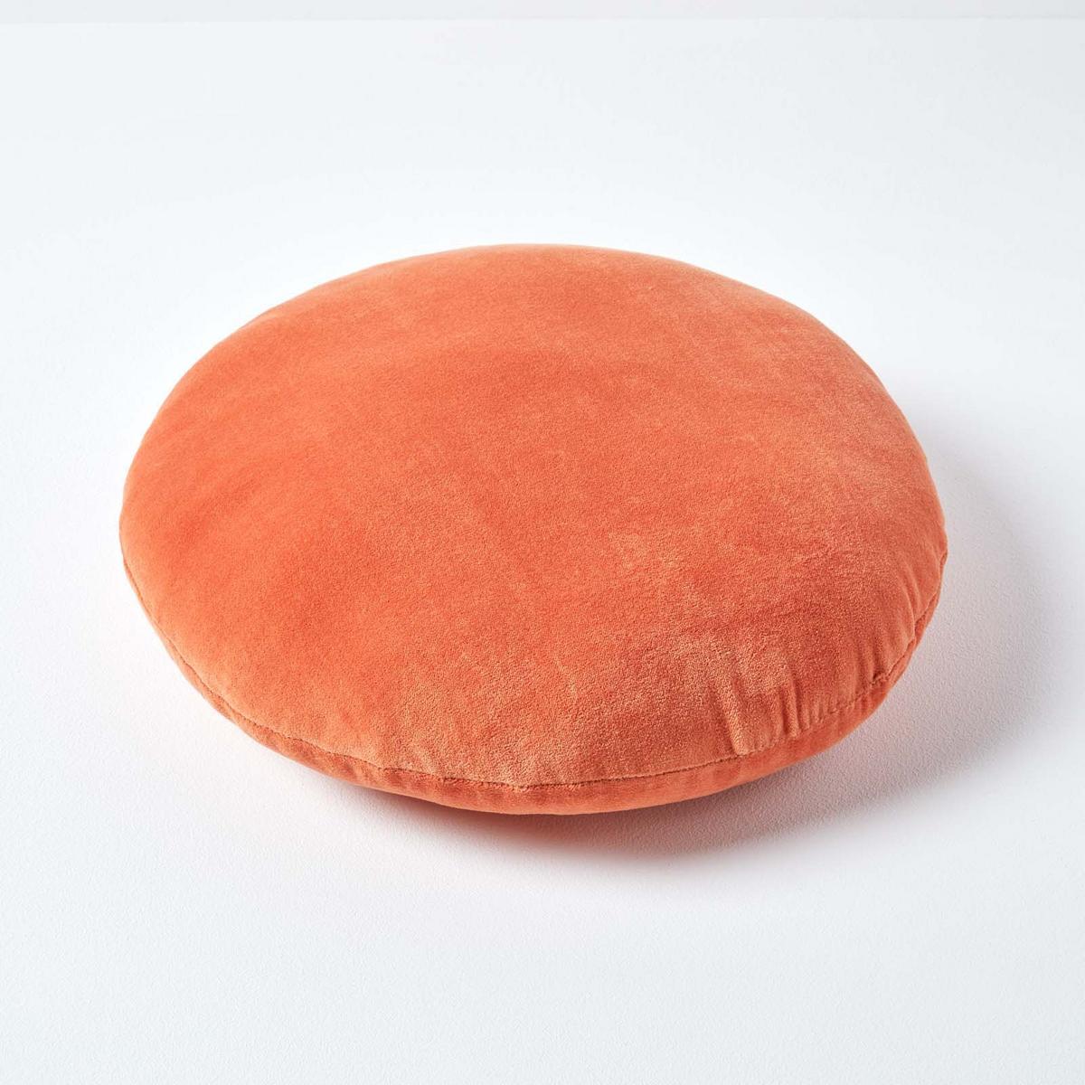 DEKOKISSEN rund orange, Baumwollsamt?40 cm - Orange, Textil (40/40cm) - Homescapes