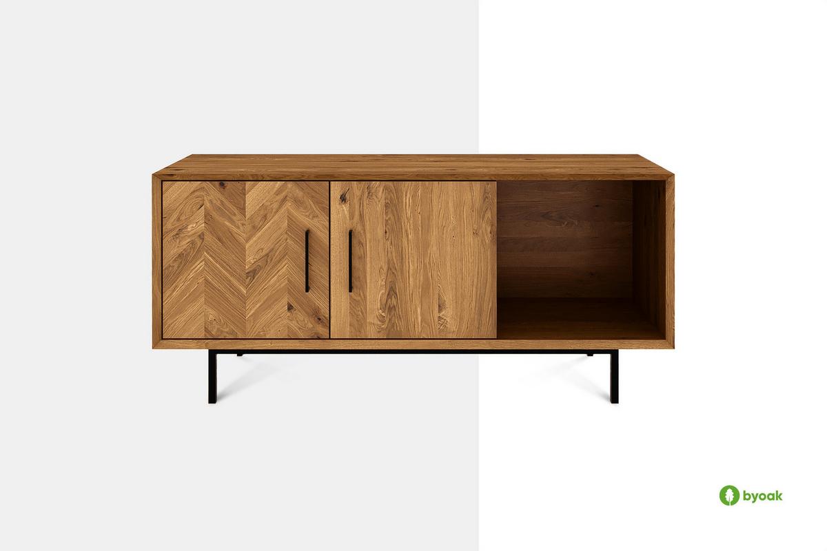 KOMMODE BREIT LEON Wildeiche - Wildeiche, Holz (144/65/45cm) - byoak