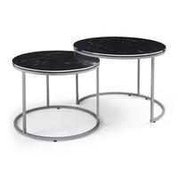 COUCHTISCH SET Skagen 2-teilig 70/70/50 - Silberfarben/Schwarz, Holzwerkstoff (70/70/50cm) - [en.casa]