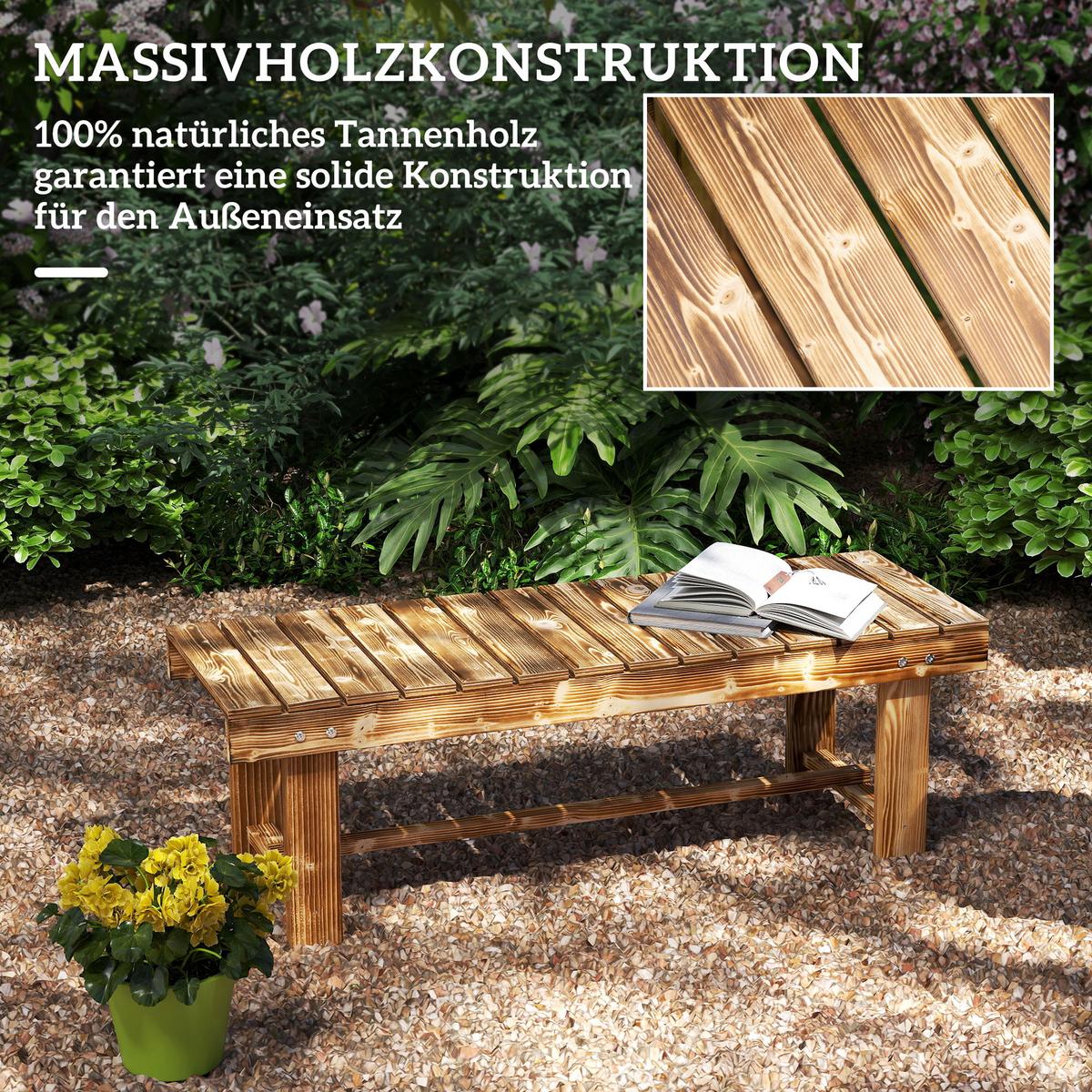 GARTENBANK, 2-Sitzer Holzbank, Gartenmöbel, Rustikale Bank, Massivholz, Dunkelbraun - Braun, Holz (38/35/110cm) - Outsunny