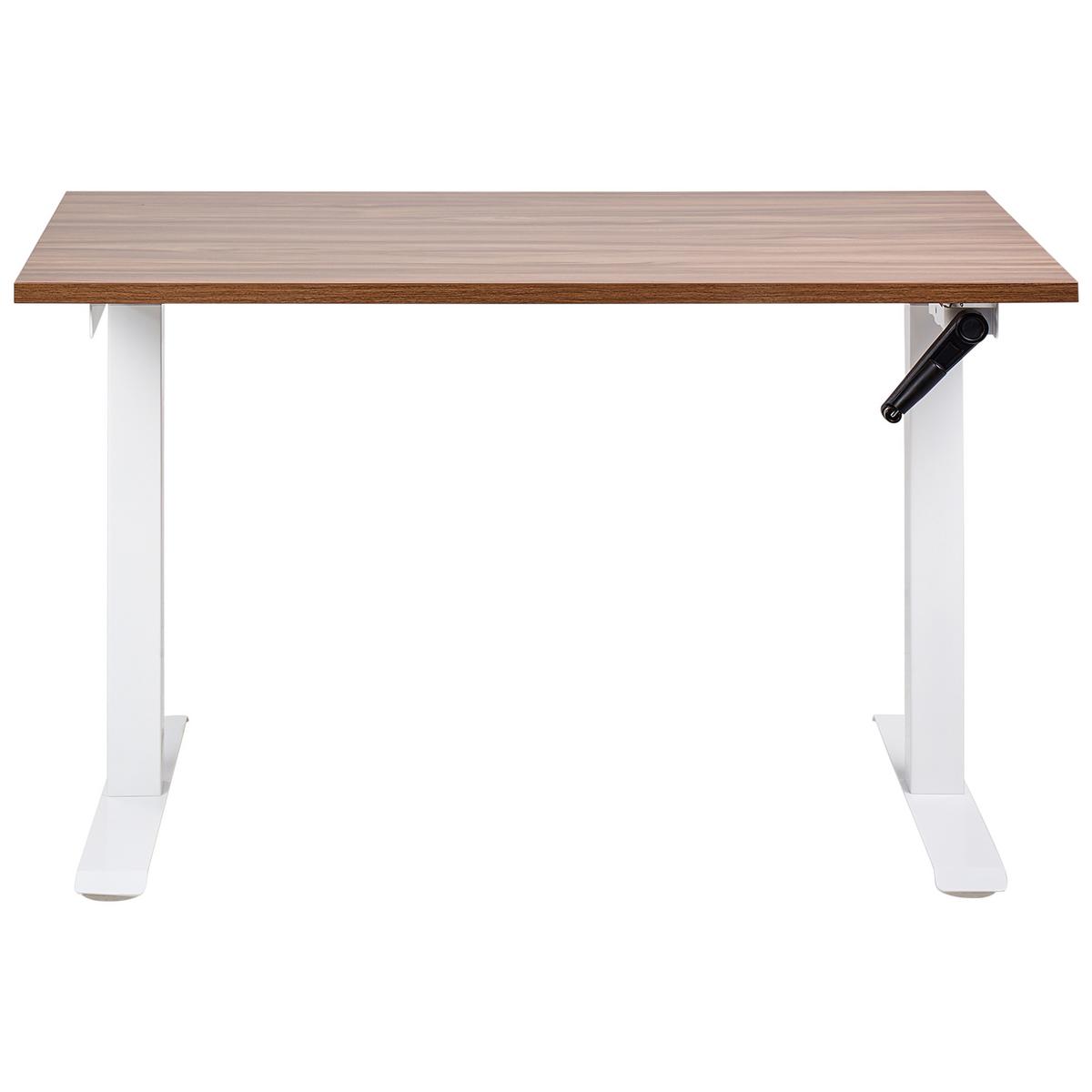 SCHREIBTISCH braunweiß 120/72 cm manuell höhenverstellbar Destin III - Dunkelbraun/Weiß, Holz (100/48/74cm) - Beliani