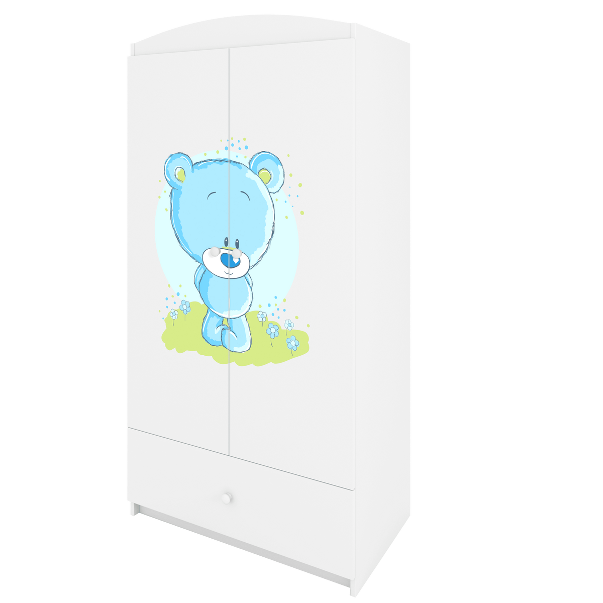 KINDERKLEIDERSCHRANK Blaubär - Weiß, Holzwerkstoff (90/175/52cm) - RAUMHIRSCH FURNITURE